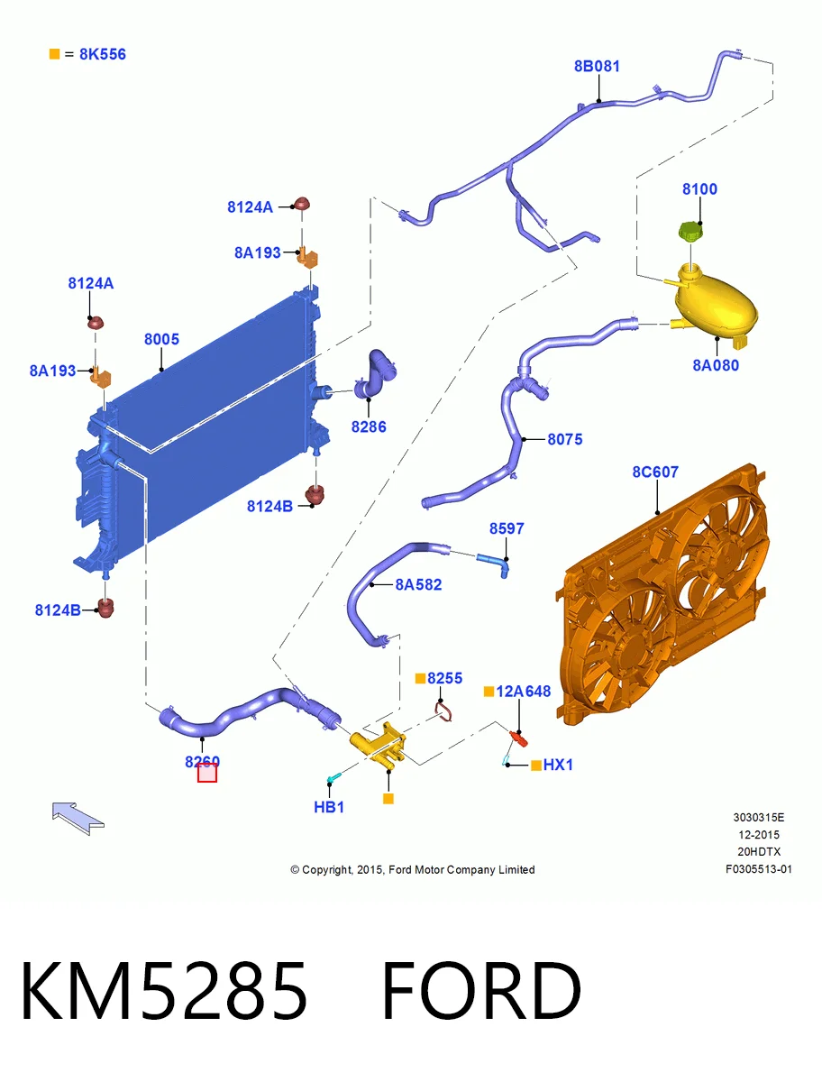 KM5285 Ford Патрубок системи охолодження