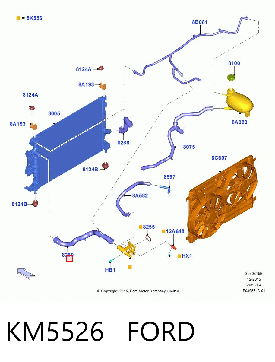 KM5526 Ford Патрубок системи охолодження