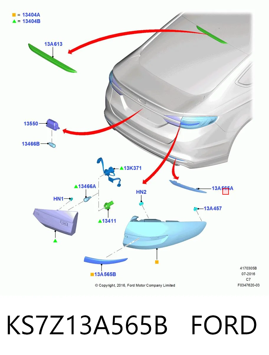 KS7Z13A565B Ford Лівий катафот бампера