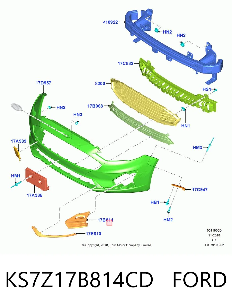 KS7Z17B814CD Ford Заглушка протитуманок, ліва