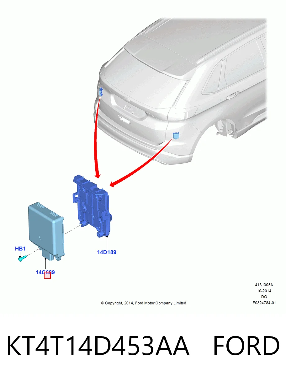 KT4T14D453AA Ford Датчик контролю мертвої зони, задній