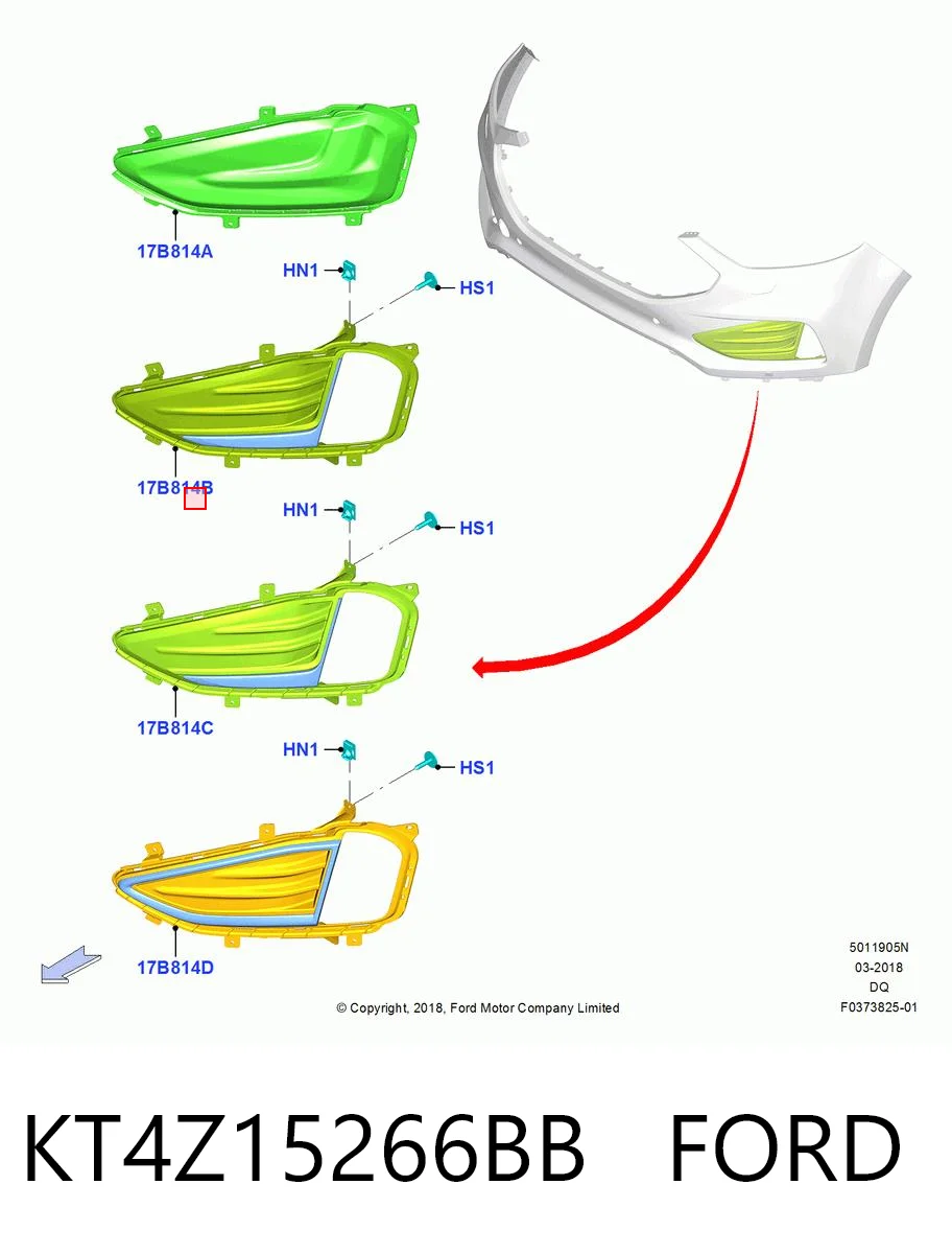 KT4Z15266BB Ford Заглушка протитуманок, ліва