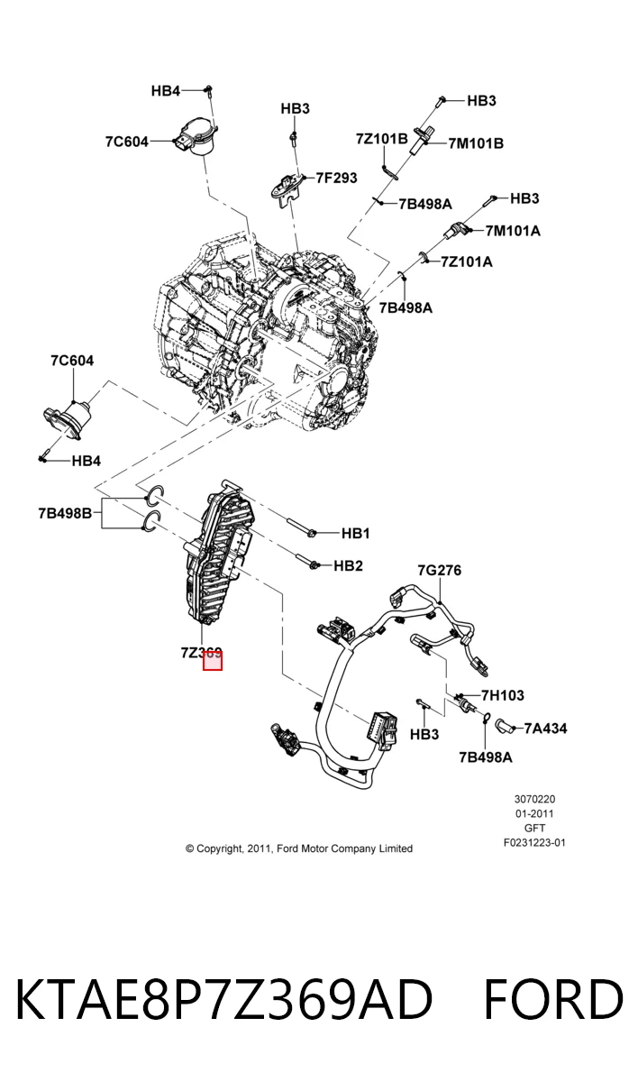 KTAE8P7Z369AD Ford Механізм управління КПП