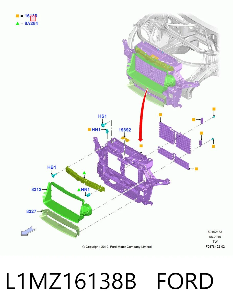 L1MZ16138B Ford Жалюзі радіатора охолодження