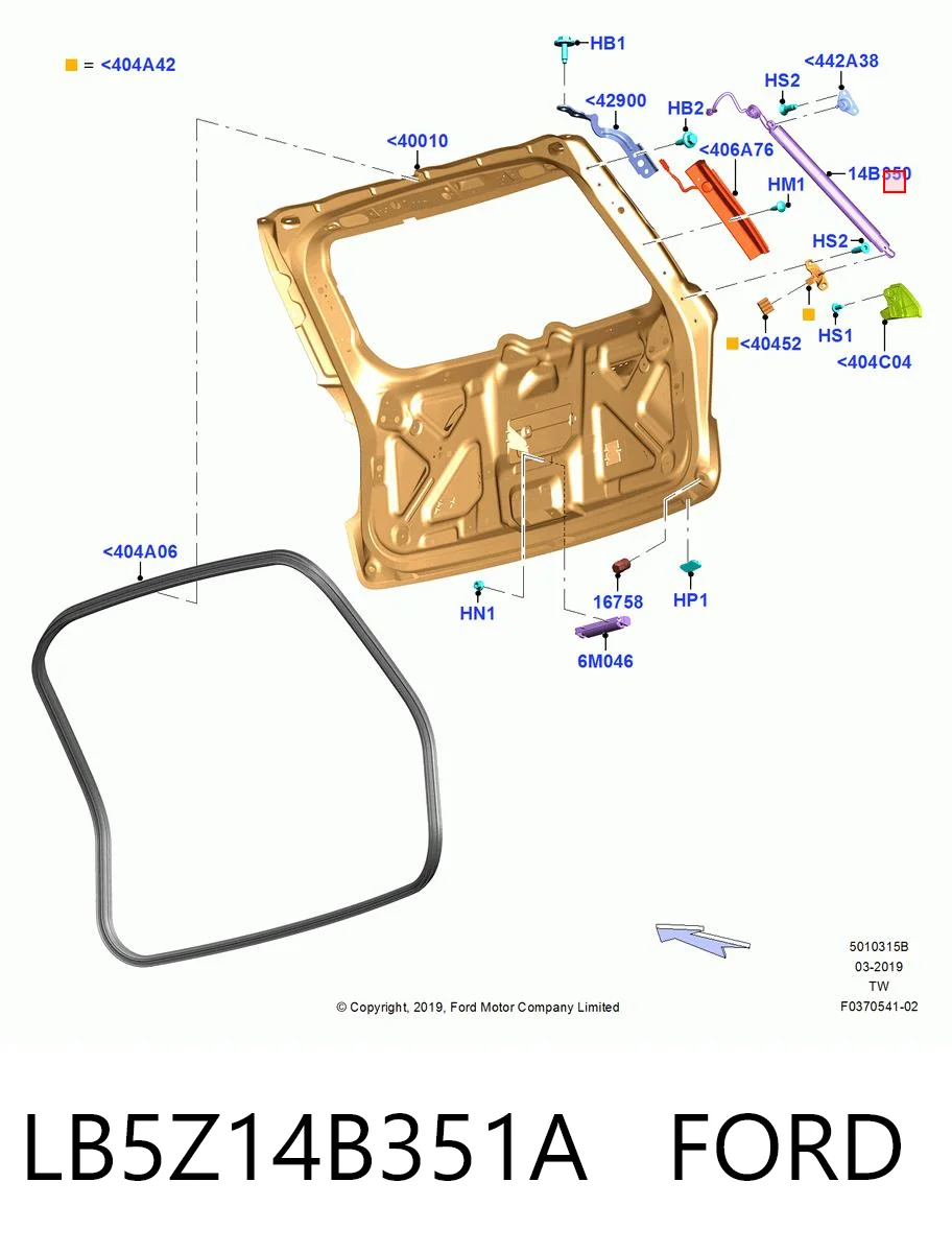 LB5Z14B351A Ford Амортизатор кришки багажника / двері 3/5-ї задньої