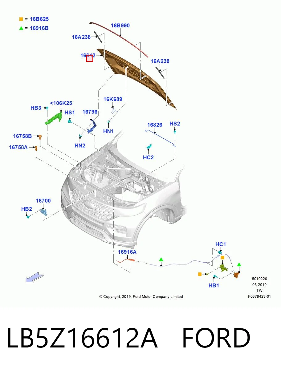 LB5Z16612A Ford Капот