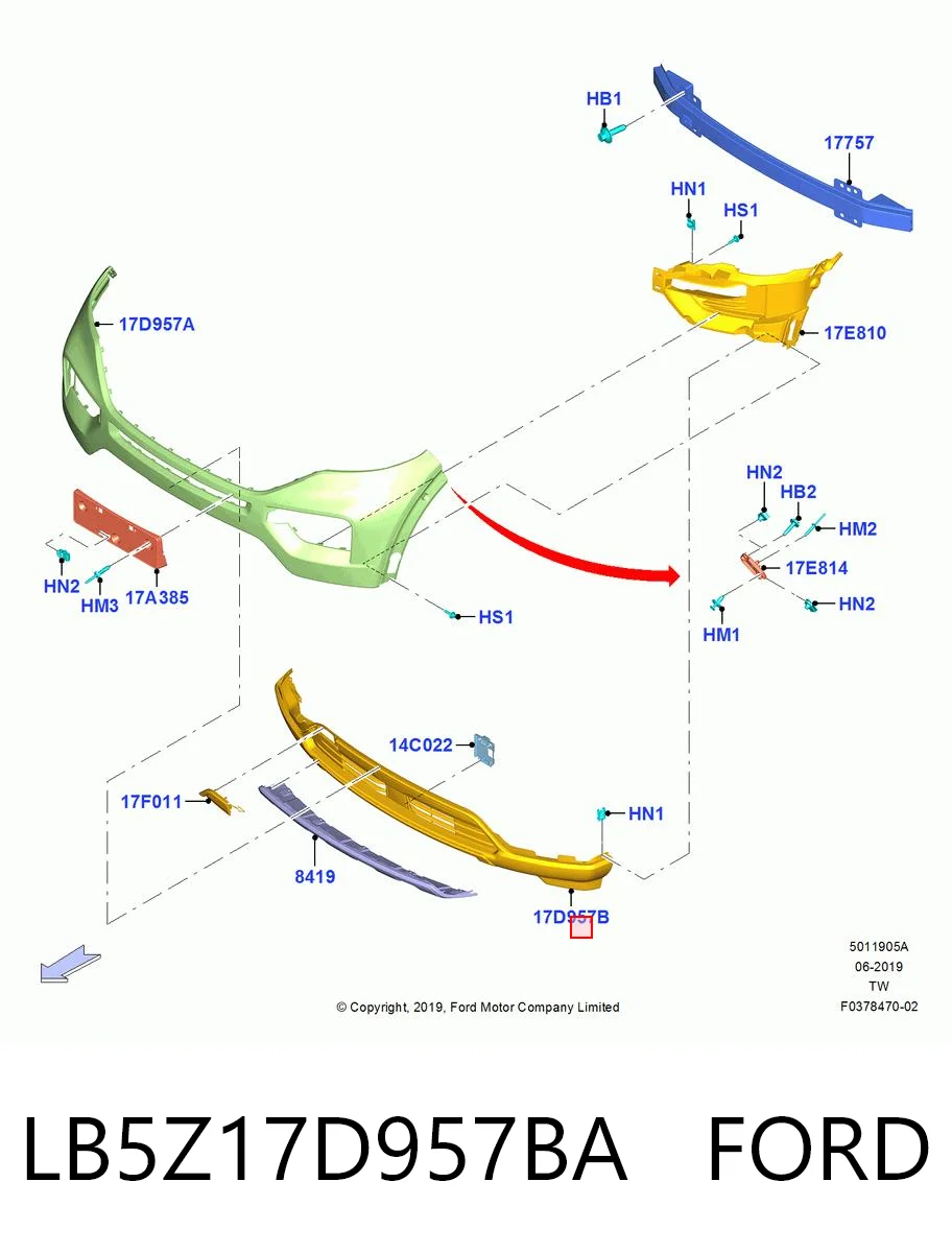 LB5Z17D957BA Ford Бампер передній, нижня частина