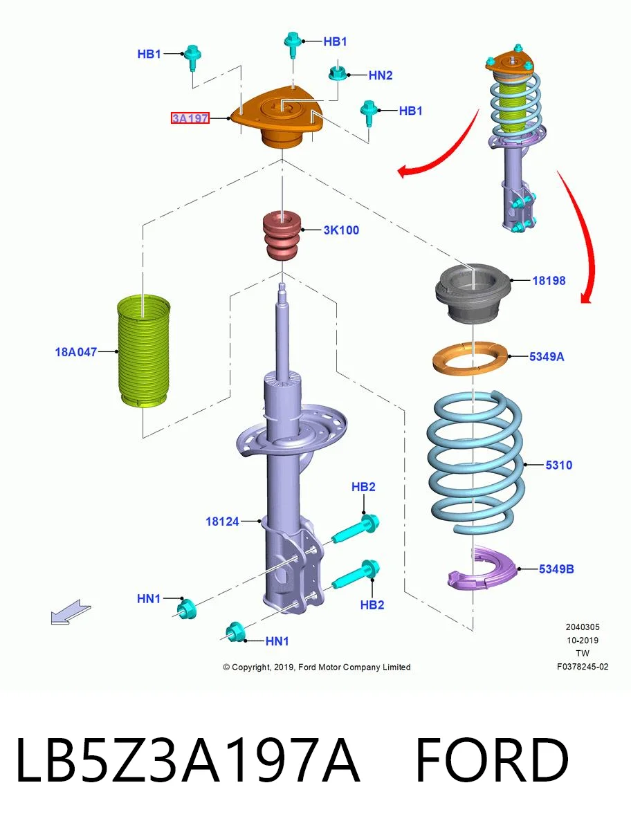 LB5Z3A197A Ford Кріплення переднього амортизатора