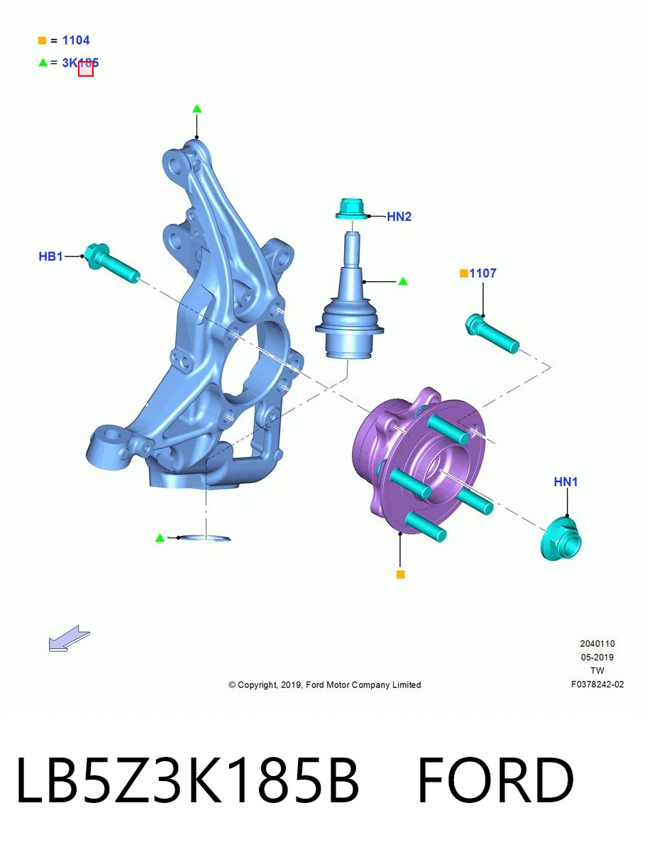 Цапфа передні праві Ford 2394344 ціна, від 114.02 USD