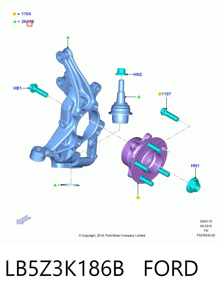 Цапфа - поворотний кулак передній, лівий Ford 2394348 ціна, від 114.02 USD