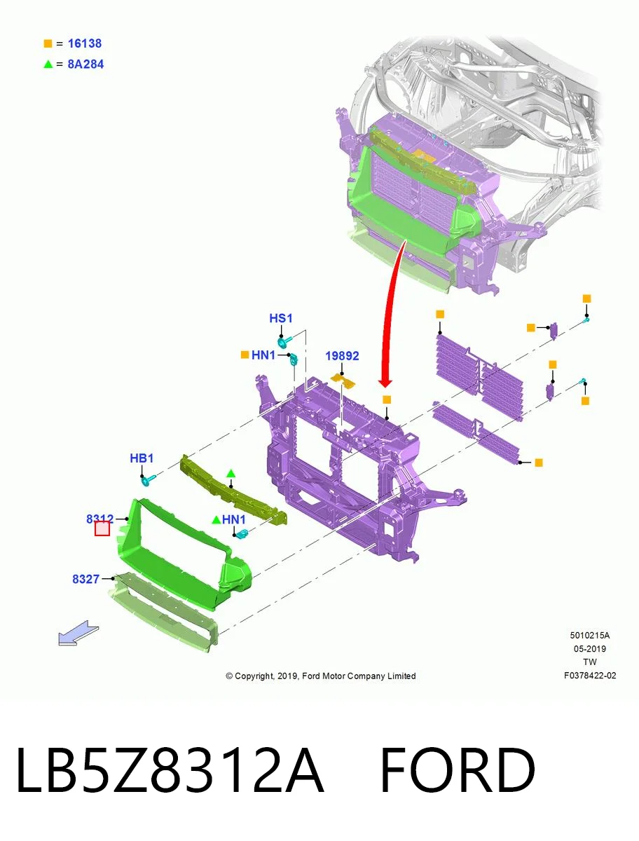 LB5Z8312A Ford повітропровід радіатора