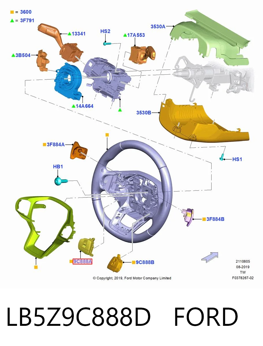 LB5Z9C888D Ford Блок кнопкових перемикачів кермового колеса