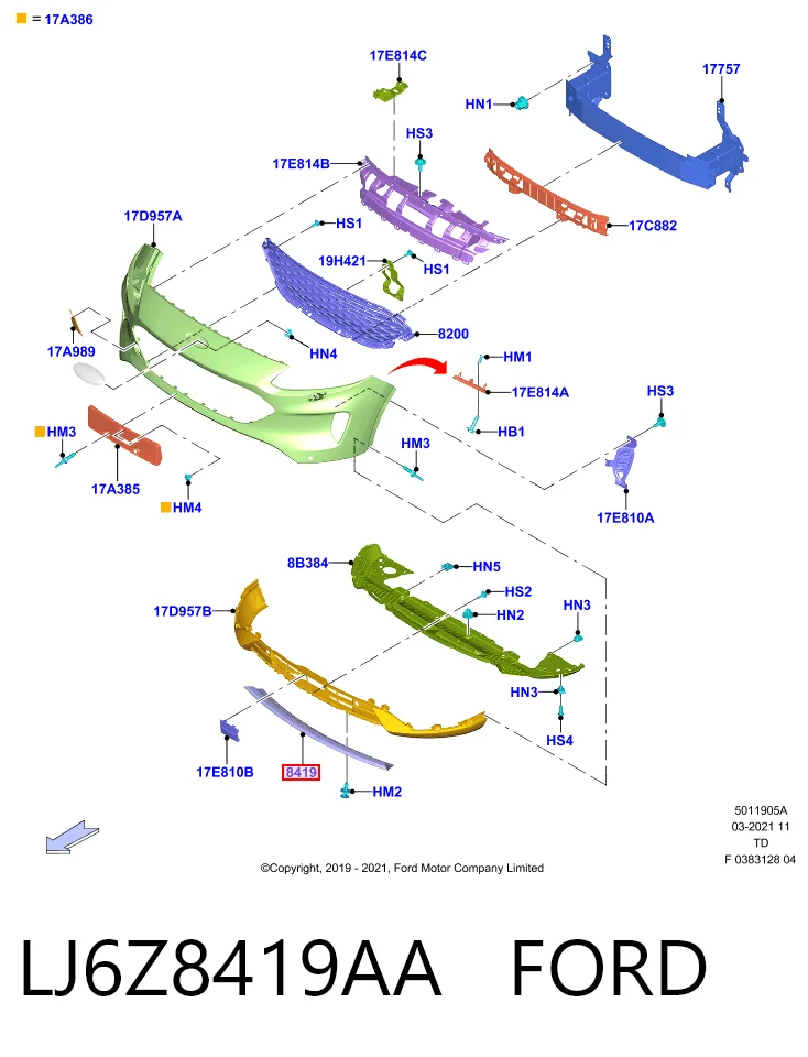 Купити FO1095284 Various Накладка переднього бампера