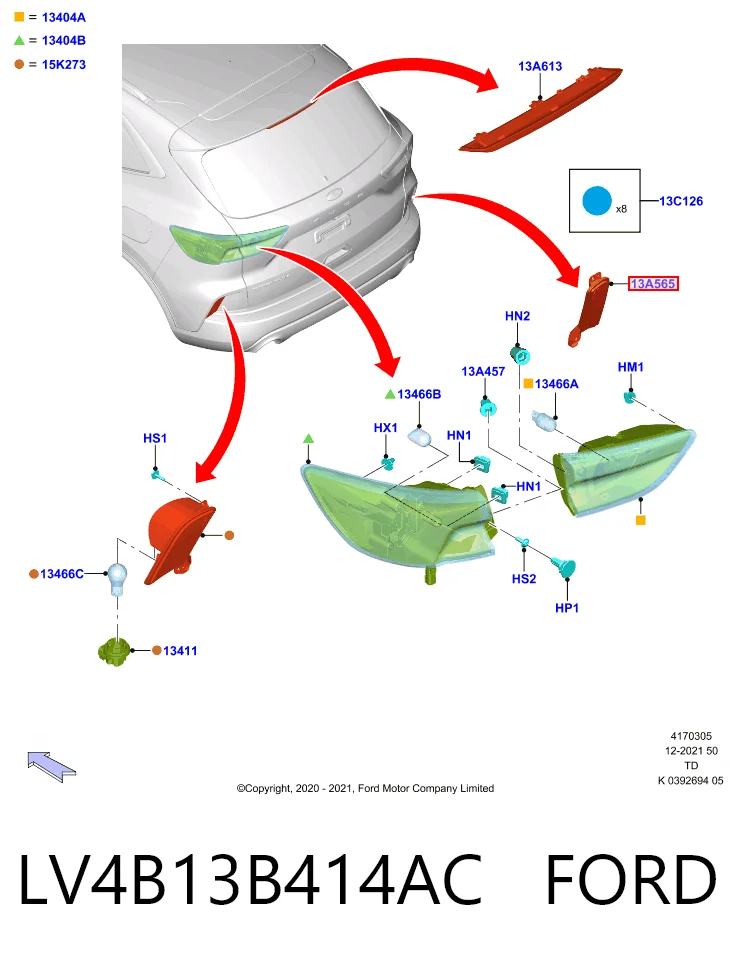 2711886 Ford Правий катафот бампера