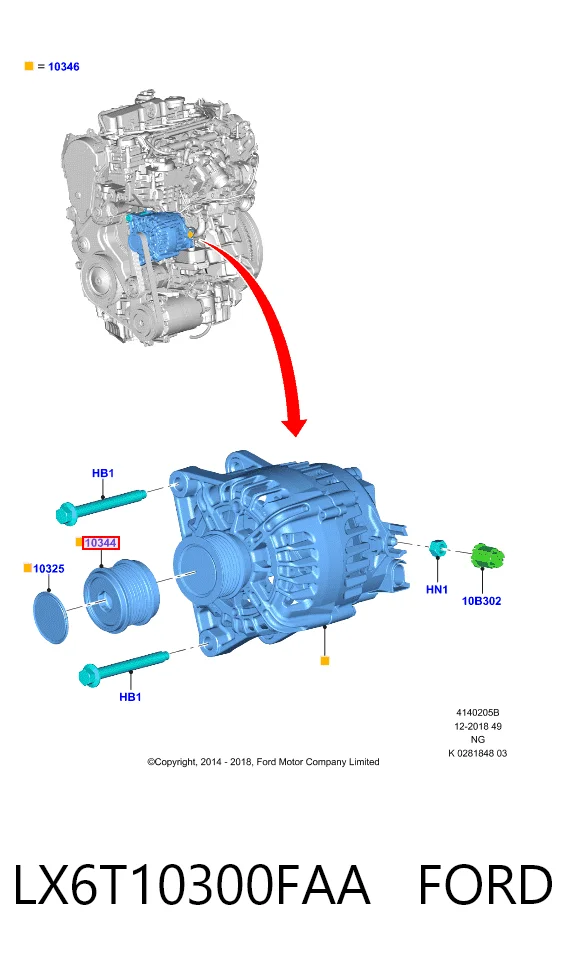 LX6T10300FAA Ford Обгонна муфта генератора