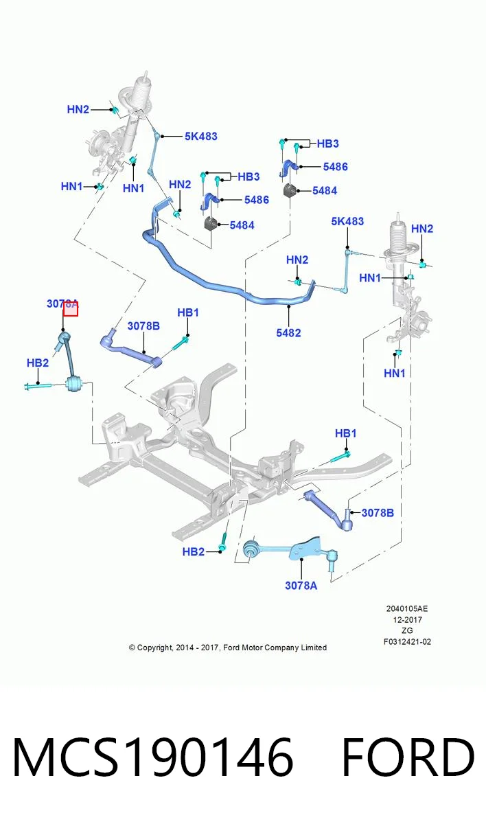 MCS190146 Ford Важіль передньої підвіски нижній, правий