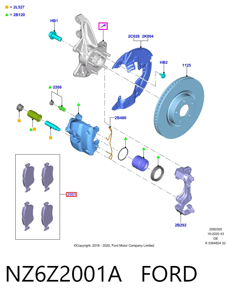 NZ6Z2001A Ford Передні гальмівні колодки
