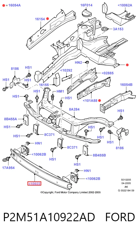 Балка бампера переднього на Ford Focus I DFW