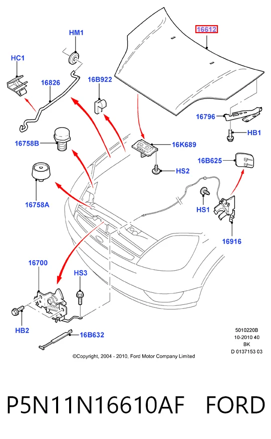 Капот Ford Fusion універсал (JU) (2002 - 2012) ціна, від 137.06 USD