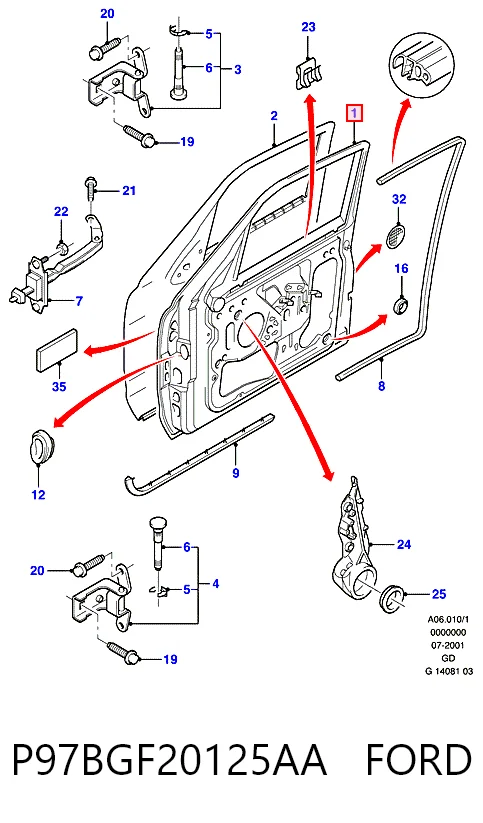 Дверь передня ліва на Ford Mondeo II BFP