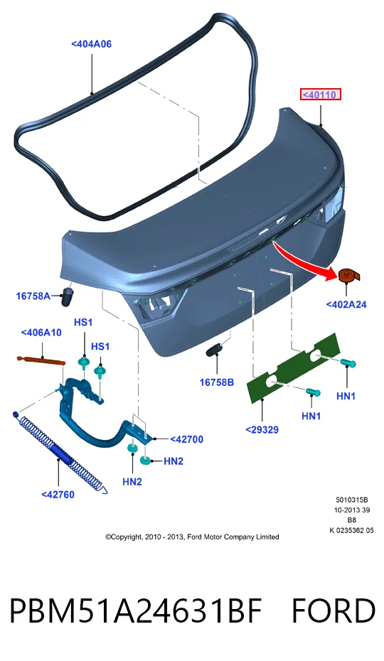 HMPPBM51F40110AB Hmpx Кришка багажника