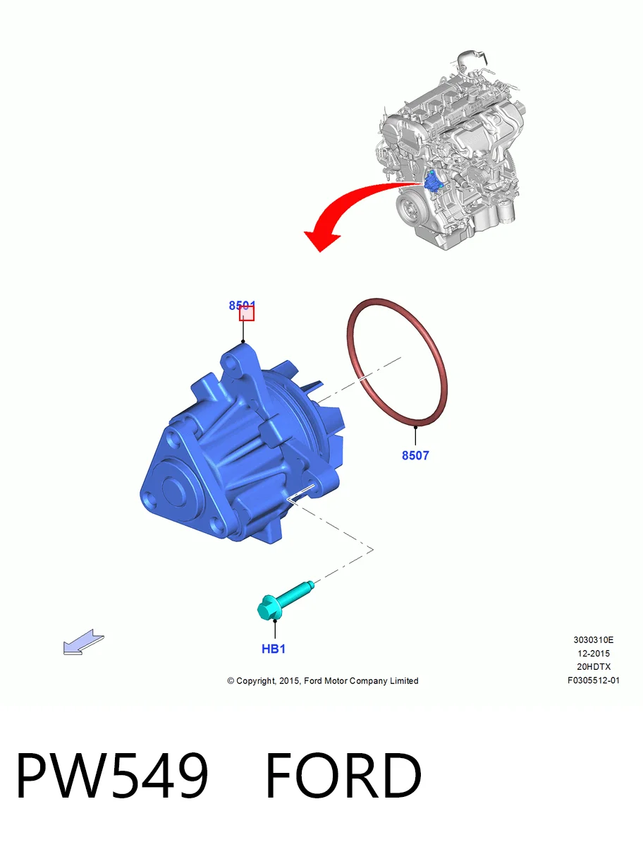 Помпа охолодження Ford Escape II позашляховик (DM2) (2012 - 2019) ціна, від 25.48 USD