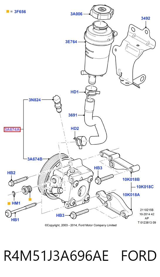 R4M51J3A696AE Ford Насос гідропідсилювача