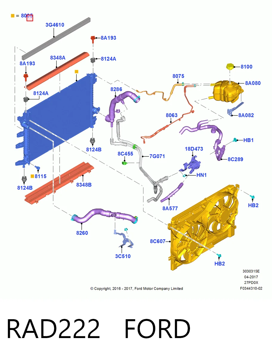 RAD222 Ford Радіатор охолодження двигуна