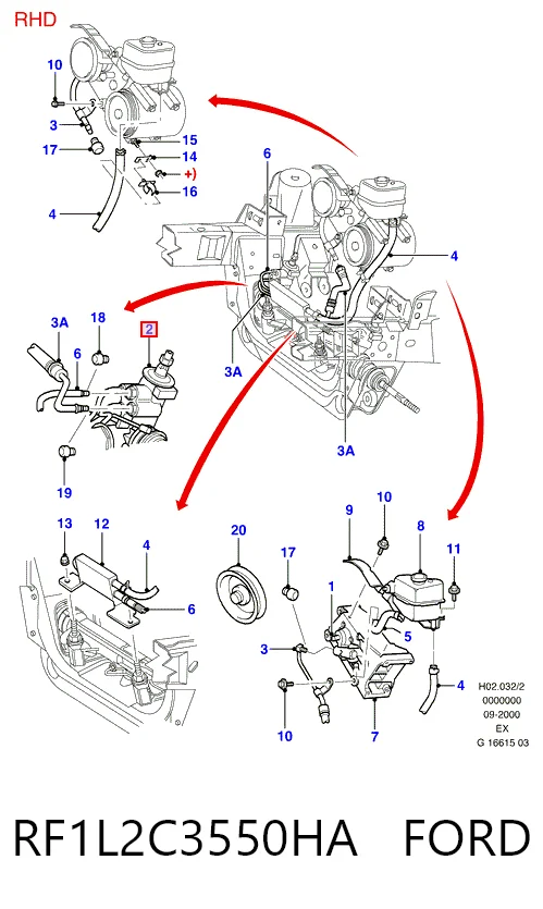 RF1L2C3550HA Ford Рейковий рульовий механізм