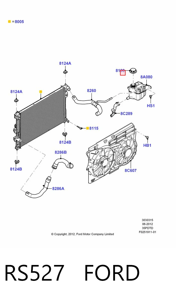 RS527 Ford Розширювальний бачок охолодження
