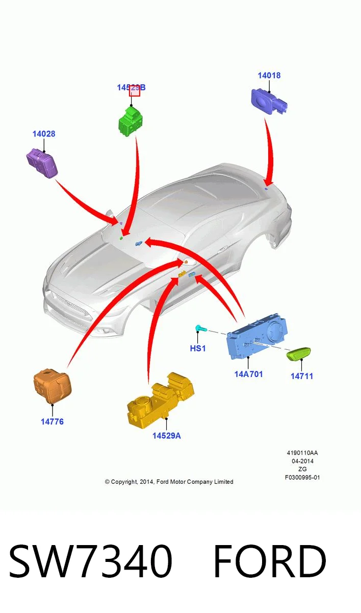 SW7340 Ford Кнопки заднього склопід'ємника