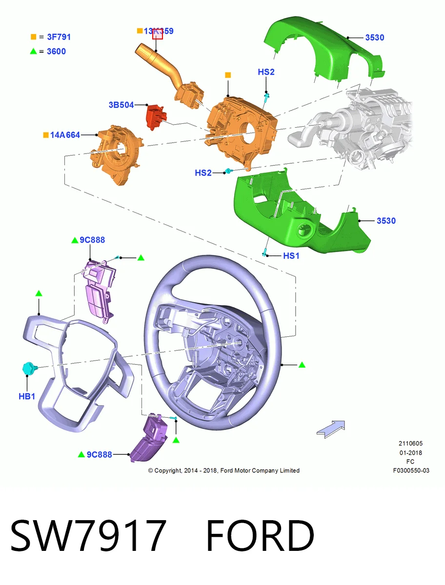 SW7917 Ford Перемикач підрульовий, лівий