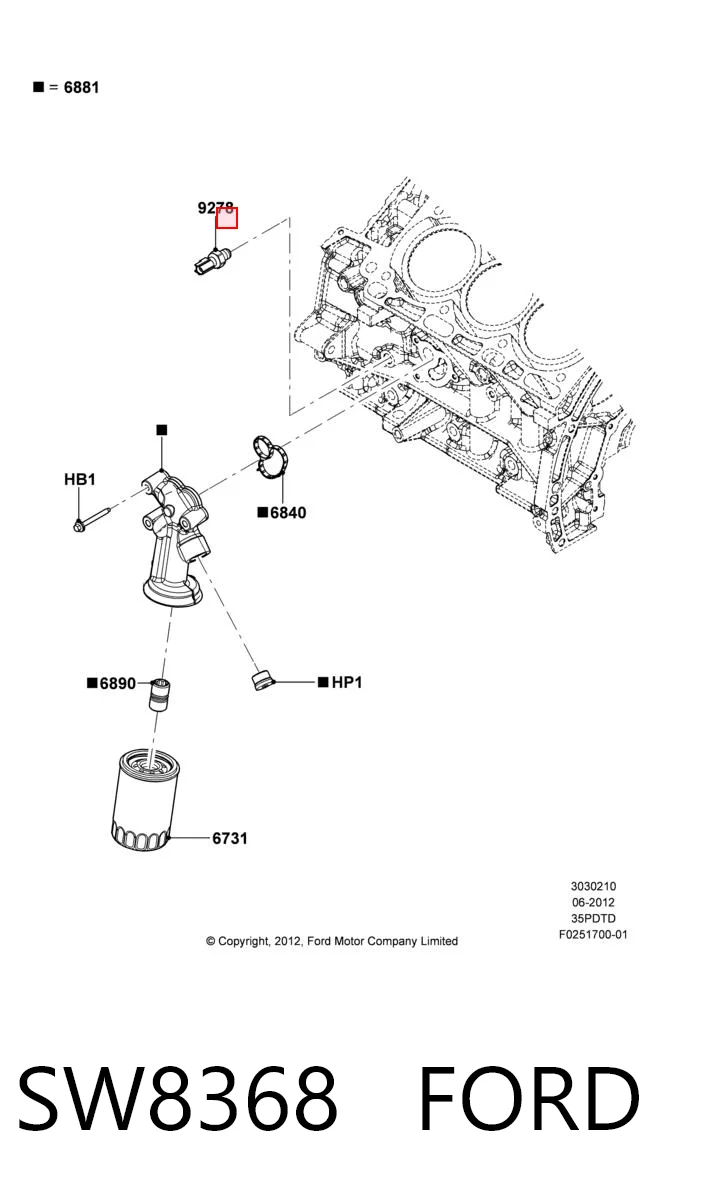 SW8368 Ford Датчик показника тиску масла