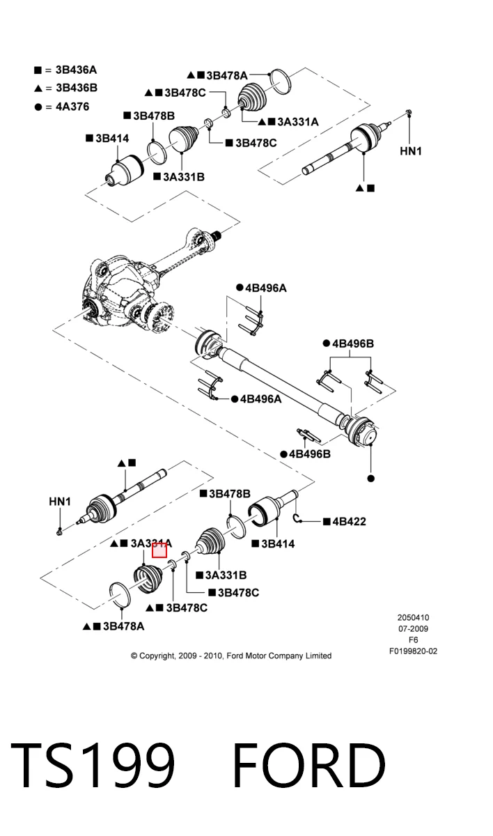 TS199 Ford Пильник ШРУСа зовнішній, передній піввісі