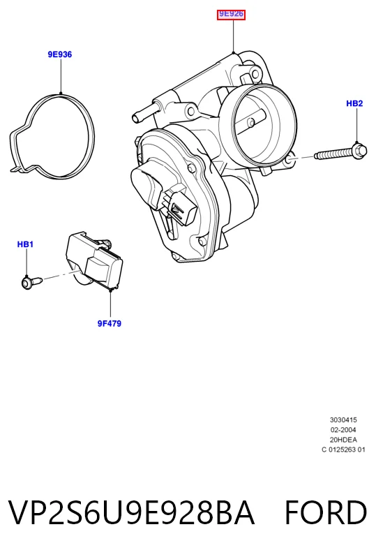 VP2S6U9E928BA Ford Дросільна заслінка в зборі