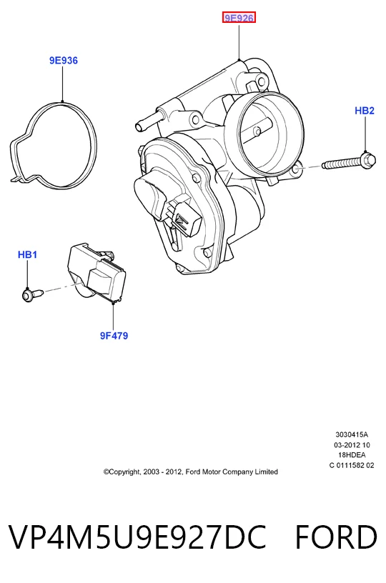 VP4M5U9E927DC Ford Дросільна заслінка в зборі