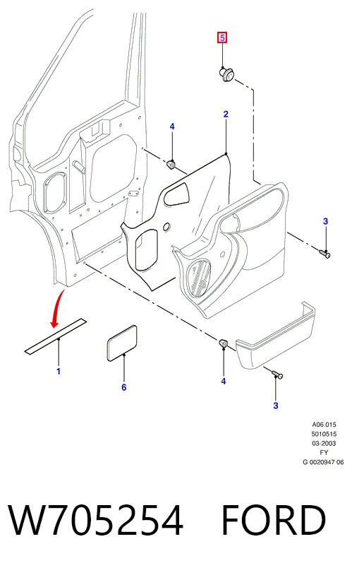 W705254 Ford Пістон (кліп) кріплення обшивки дверей