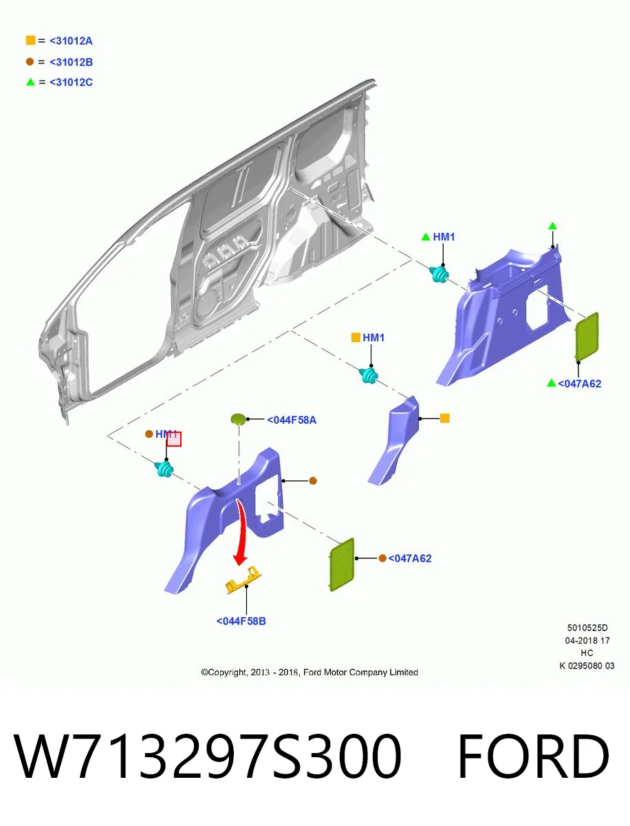 W713297S300 Ford Пістон (кліп) кріплення обшивки дверей