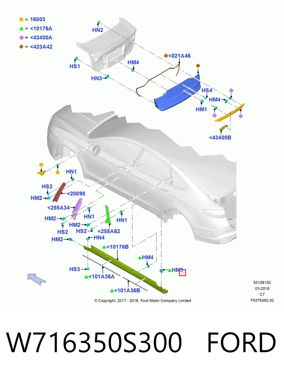 W716350S300 Ford Кліпса кріплення накладок порогів