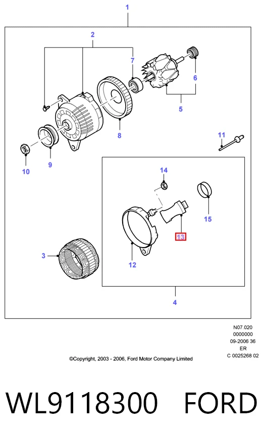 WL9118300 Ford Авто генератор