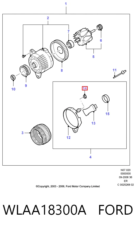 WLAA18300A Ford Авто генератор