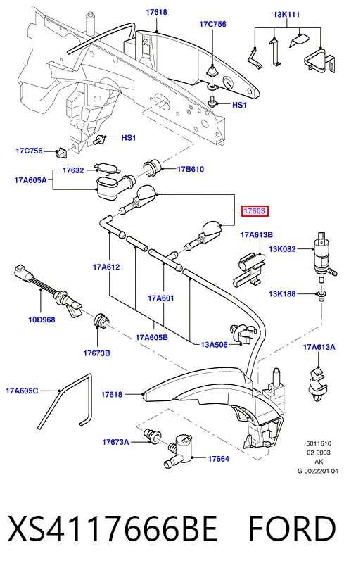 XS4117666BE Ford Сопло склоомивача вітрового скла