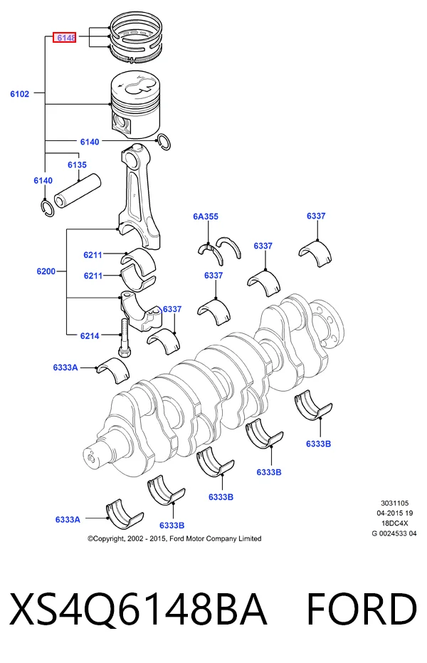 0610700710 Ford Кільця поршневі на 1 циліндр, 2-й ремонт (+0,50)