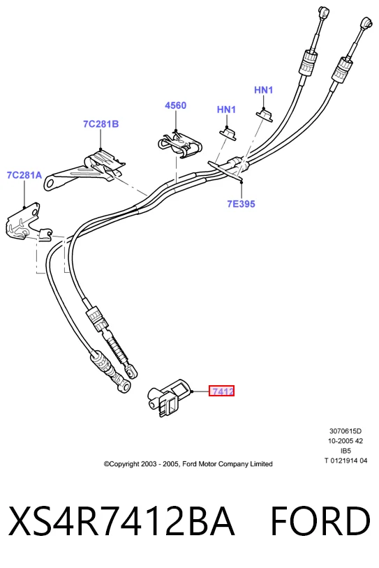 XS4R7412BA Ford Втулка троса перемикання передач
