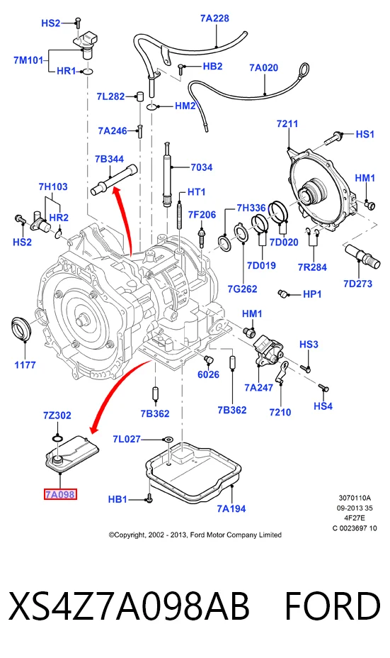 XS4Z7A098AB Ford Масло в коробку автомат