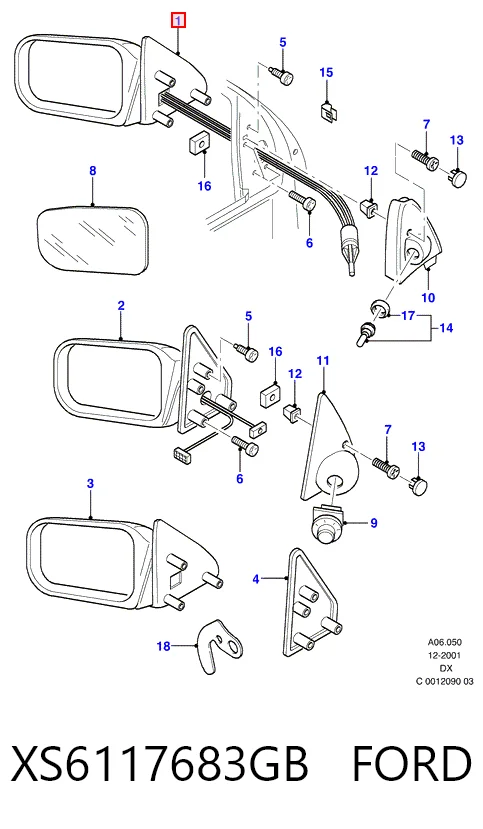 Купити Ліве бокове дзеркало Ford Fiesta COURIER J5S, J3S