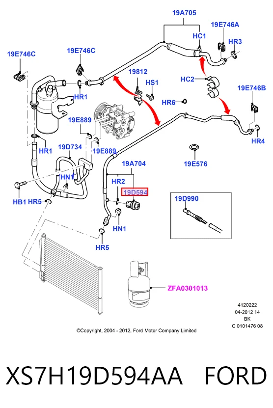XS7H19D594AA Ford Датчик тиску