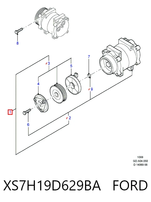 XS7H19D629BA Ford Компресор холодоагенту