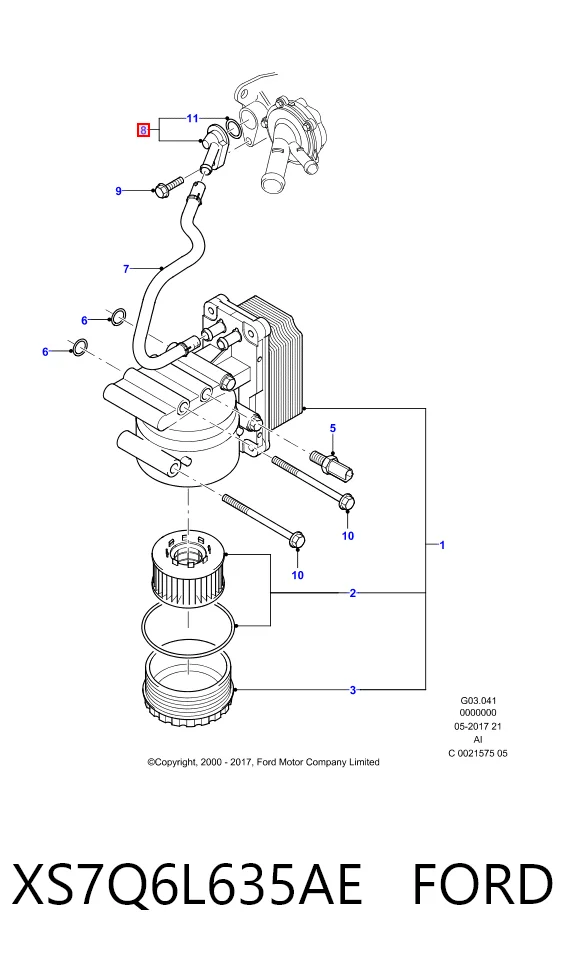 XS7Q6L635AE Ford Термостат системи змащення двигуна