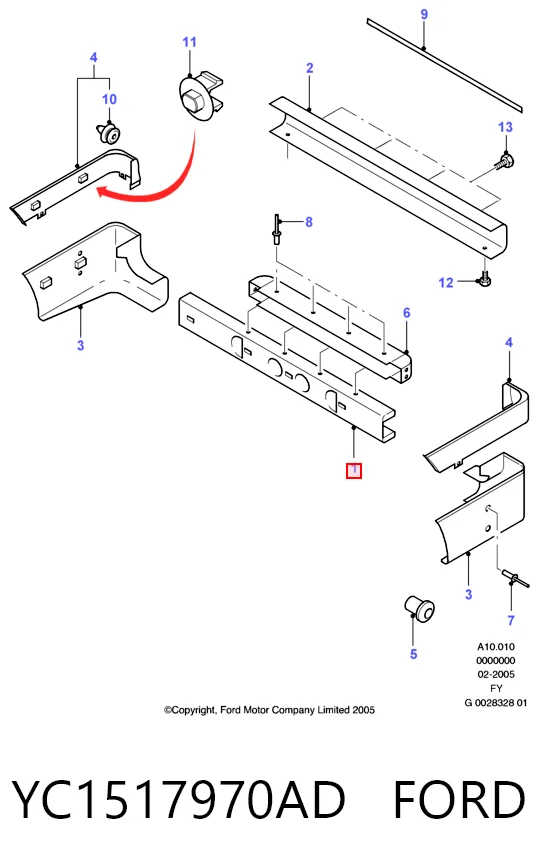 Шина бампера заднього на Ford Transit VI V347/8